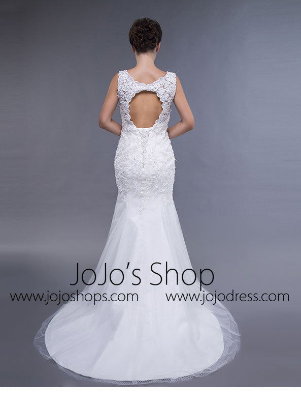 Simple Lace Fit and Flare Dress with Keyhole