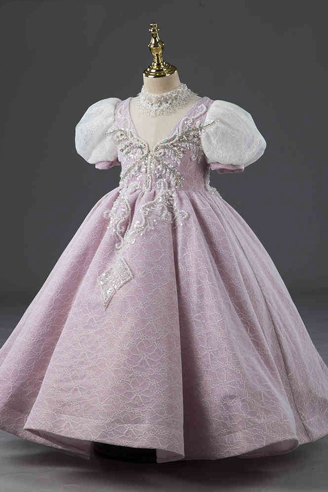 Lavender Girls Pageant Princess Evening Ball Gown CL2005