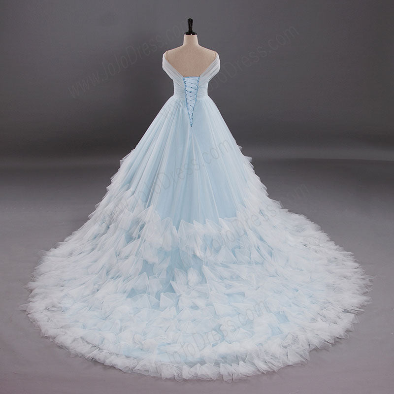 Sweet Sixteen Cinderella Light Blue Ball Gown Wedding Dress AL3015