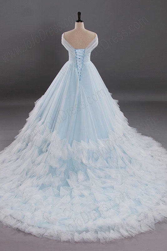 princess cinderella wedding dresses Sweet Sixteen Cinderella Light Blue Ball Gown Wedding Dress AL3015
