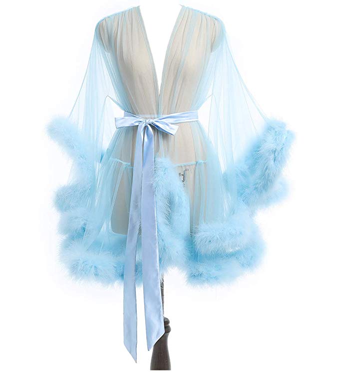 Short Lilac Marabou Fur Edge Robe RB1332