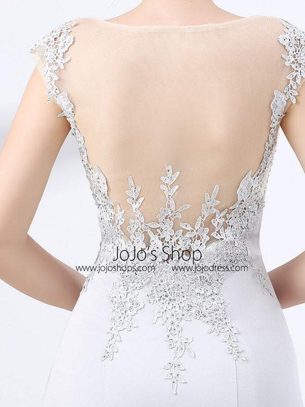 Soft Gray Mermaid Lace Formal Evening Gown