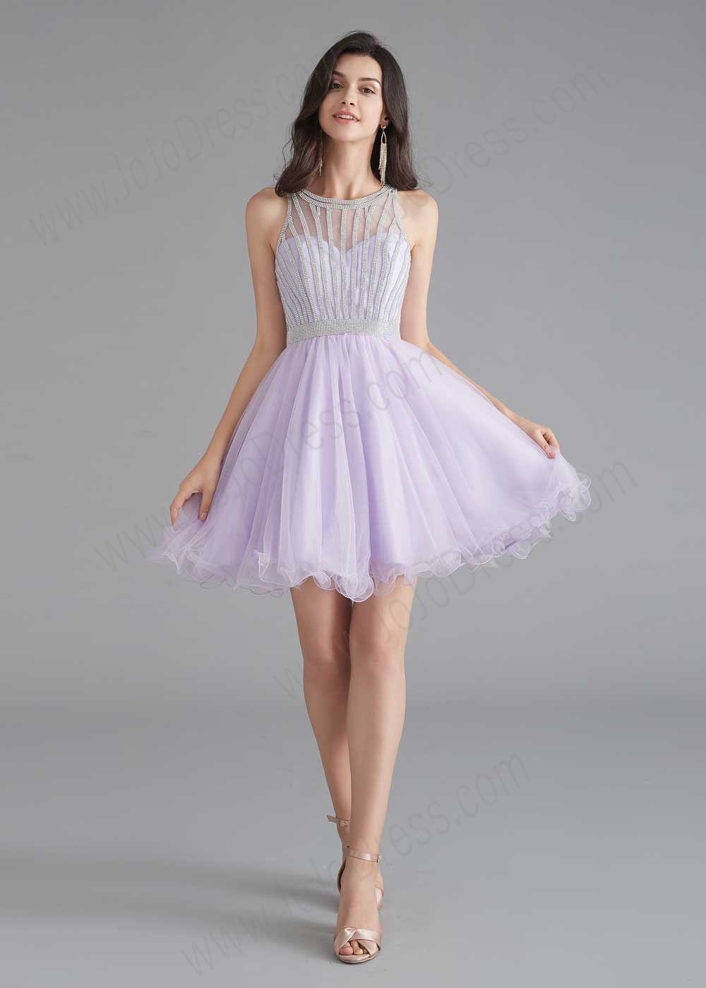 Chic Short Lilac Tulle Evening Dress Size 4 / Lilac Chic Short Lilac Tulle Evening Dress Size 4 / Lilac