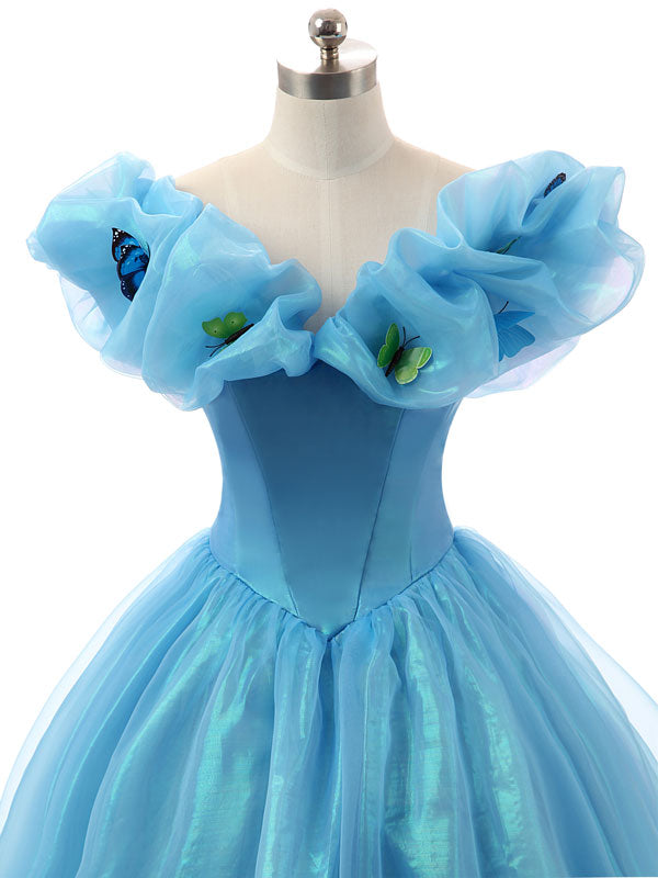 Blue Off Shoulder Cinderella Dress with Butterflies Lite Version EN109