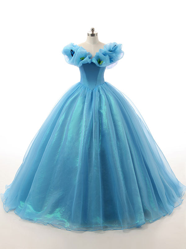 Blue Off Shoulder Cinderella Dress with Butterflies Lite Version EN109