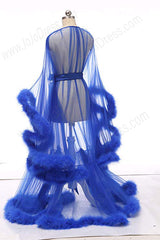 Blue Long Marabou Fur Edge Robe RB1331