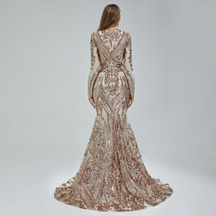 Maxi Sequins Lace Mermaid Formal Evening Prom Dress EN5410