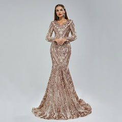 Maxi Sequins Lace Mermaid Formal Evening Prom Dress EN5410