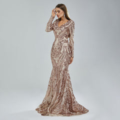 Maxi Sequins Lace Mermaid Formal Evening Prom Dress EN5410