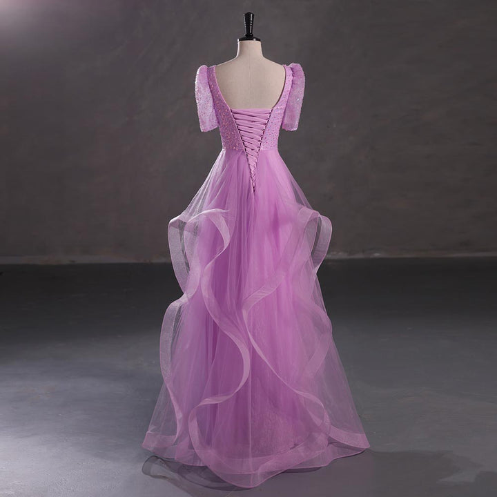 Maxi Mauve Pink Sparkly Formal Prom Evening Dress EN5401