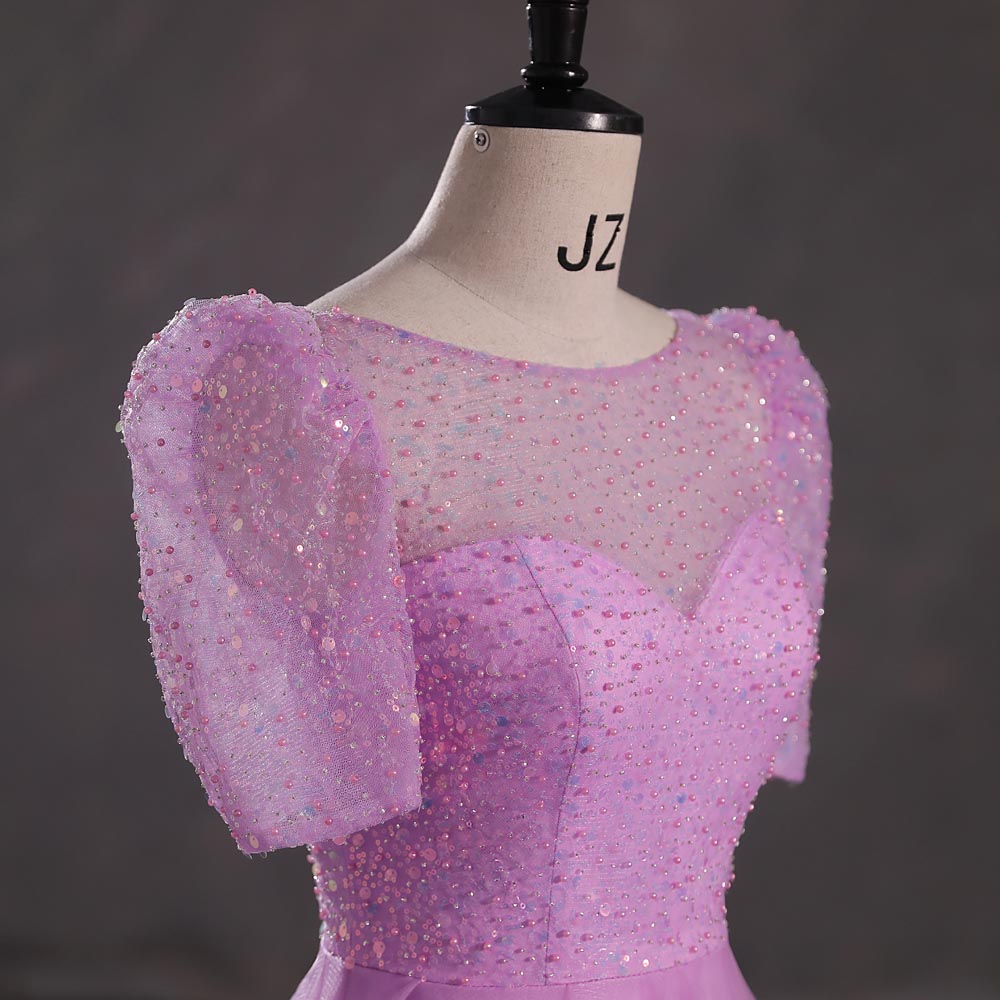 Maxi Mauve Pink Sparkly Formal Prom Evening Dress EN5401