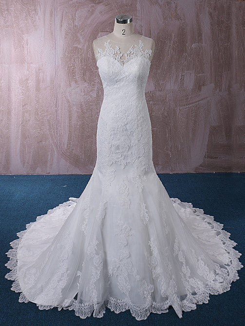 Lace Mermaid Dress with Illusion Neckline | QT815015