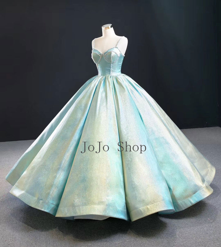 Metallic Green Quinceanera Ball Gown Prom Dress RS2019