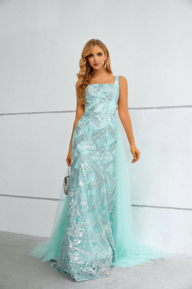 Mint Green Maxi Floor Length Formal Prom Evening Dress EN5610