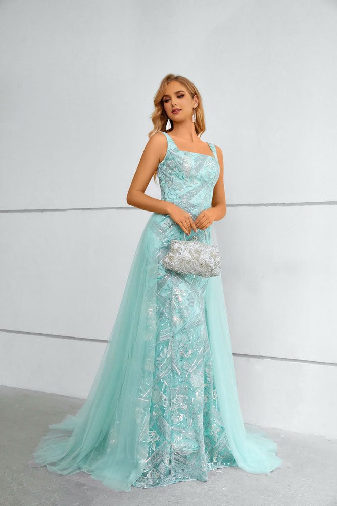 Mint Green Maxi Floor Length Formal Prom Evening Dress EN5610
