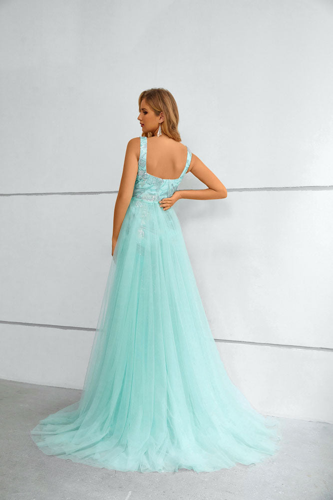 Mint Green Maxi Floor Length Formal Prom Evening Dress EN5610