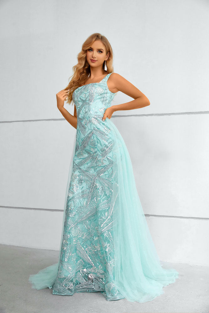 Mint Green Maxi Floor Length Formal Prom Evening Dress EN5610
