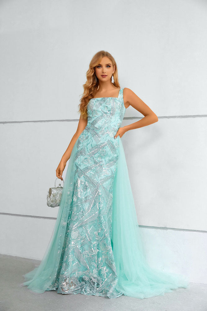 Mint Green Maxi Floor Length Formal Prom Evening Dress EN5610