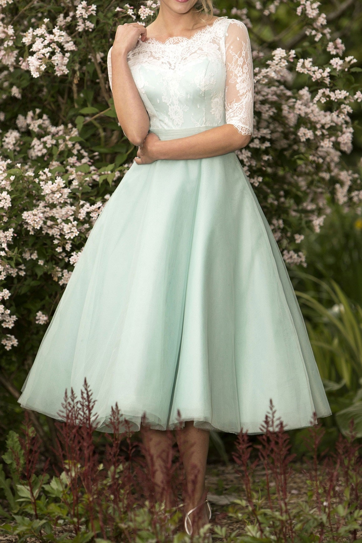 Retro 50s Mint Green Formal Evening Wedding Dress Size 4 / Green