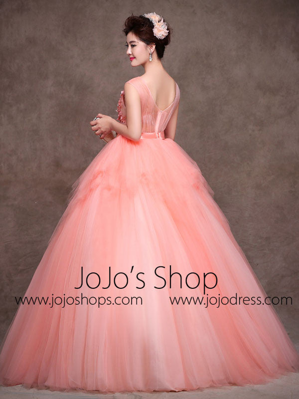 Blush Pink Quinceanera Tulle Ball Gown Home Coming Prom Dress
