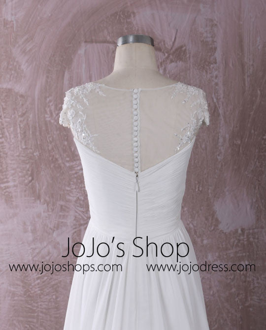 Chiffon Dress with Illusion Neckline | QT85137