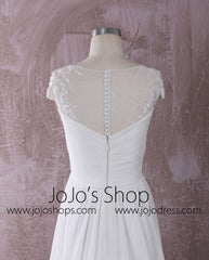 Chiffon Dress with Illusion Neckline | QT85137