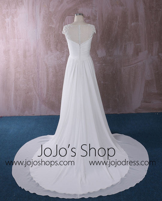Chiffon Dress with Illusion Neckline Chiffon Dress with Illusion Neckline