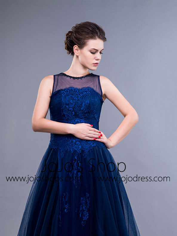 Navy Lace Formal Ball Gown Formal Graduation Home Coming Dress
