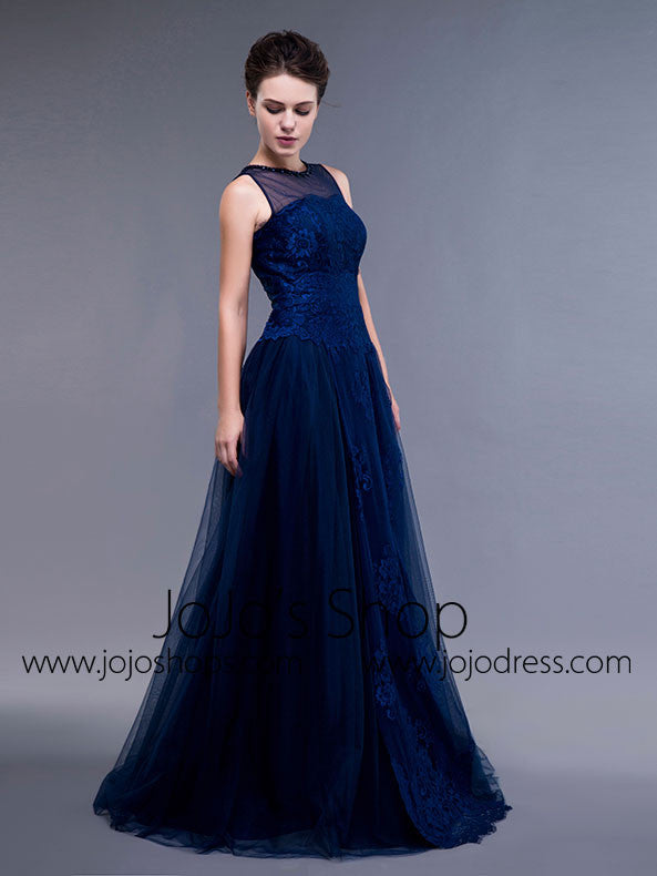 Navy Lace Formal Ball Gown Formal Graduation Home Coming Dress