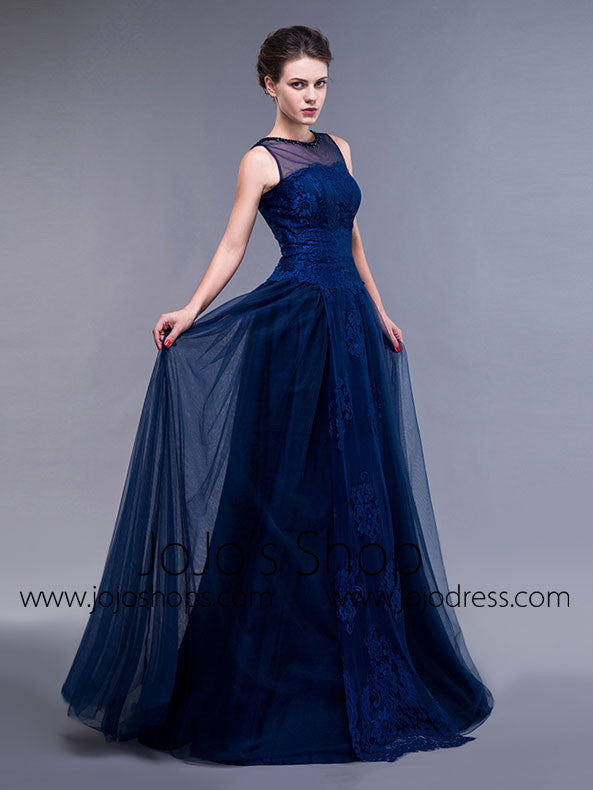 Navy Lace Formal Ball Gown Formal Graduation Home Coming Dress