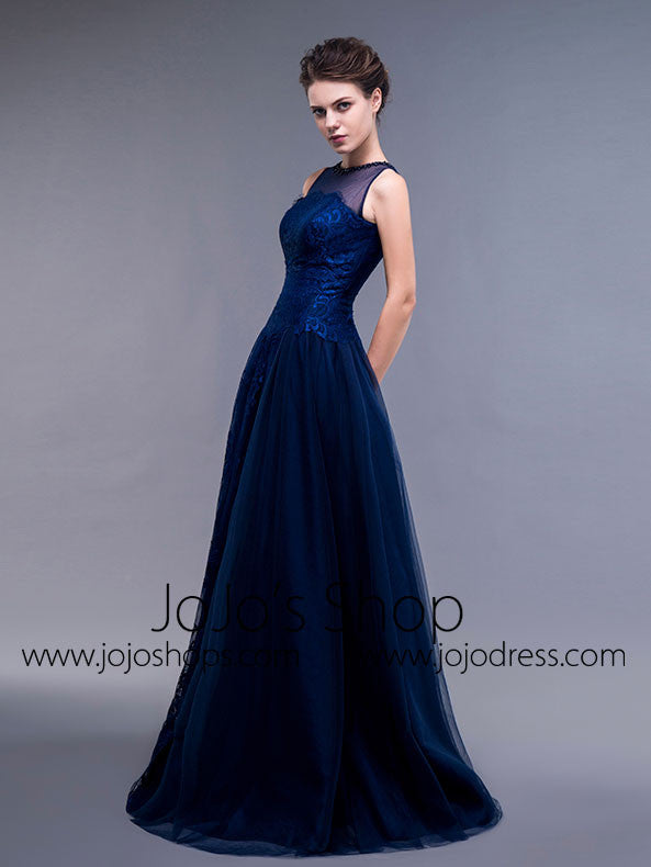Navy Lace Formal Ball Gown Formal Graduation Home Coming Dress