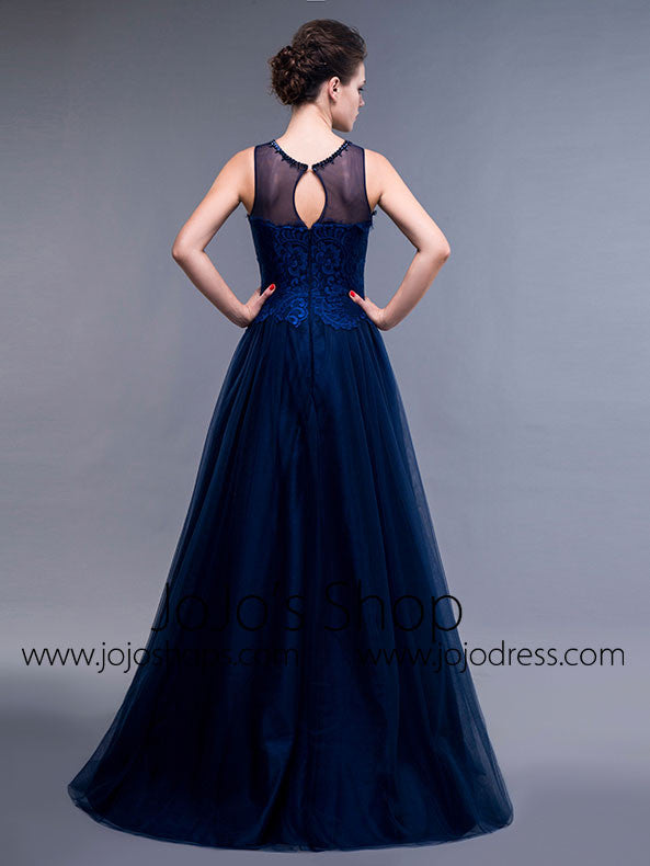 Navy Lace Formal Ball Gown Formal Graduation Home Coming Dress