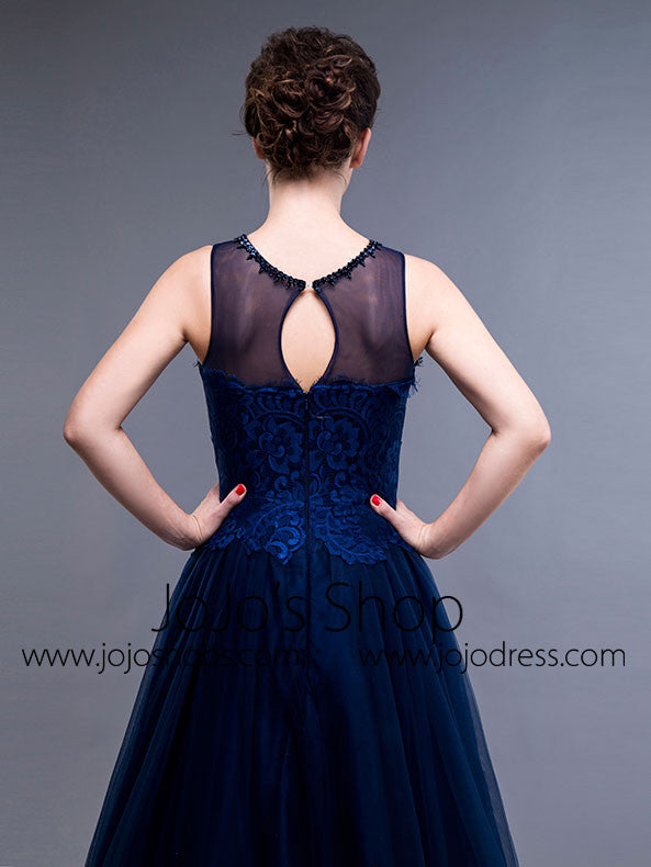 Navy Lace Formal Ball Gown Formal Graduation Home Coming Dress QY119 Size 2 / Navy Navy Lace Formal Ball Gown Formal Graduation Home Coming Dress QY119 Size 2 / Navy