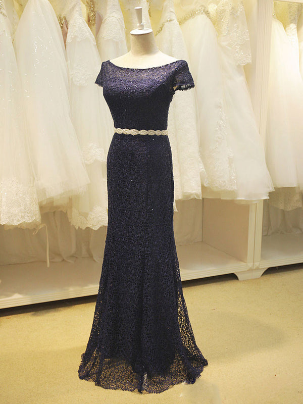 Navy Blue Elegant Mother of Bride Long Formal Evening Gown 