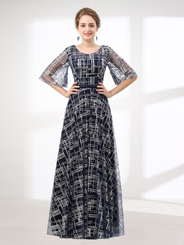 Navy Modest Long Formal Evening Gown