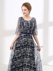 Navy Modest Long Formal Evening Gown