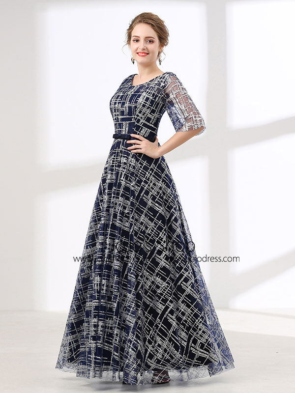 Navy Modest Long Formal Evening Gown