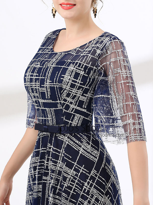 Navy Modest Long Formal Evening Gown