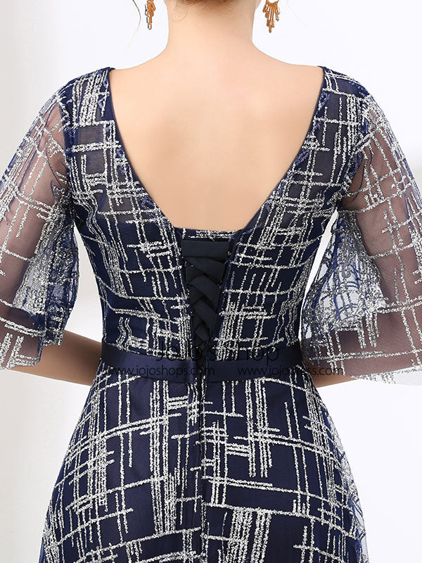 Navy Modest Long Formal Evening Gown