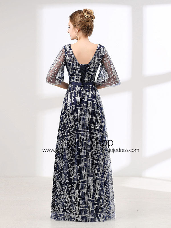 Navy Modest Long Formal Evening Gown