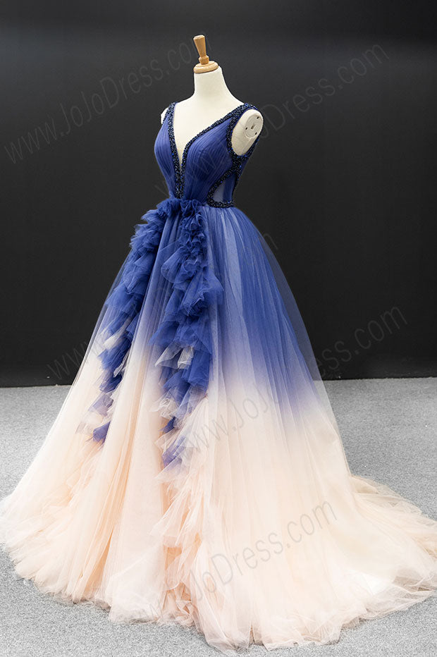 Blue Changing Color Ball Gown Formal Prom Dress RS2007  
