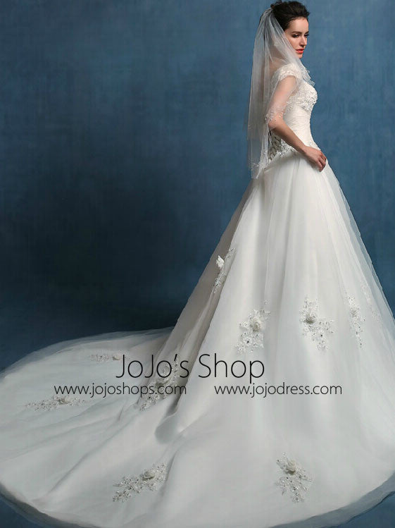 Elegant A-line Dress with Off Shoulder Cap Sleeves | LW2003