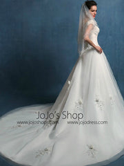 Elegant A-line Dress with Off Shoulder Cap Sleeves | LW2003