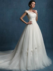 Elegant A-line Dress with Off Shoulder Cap Sleeves | LW2003