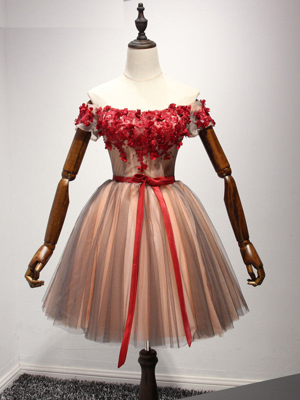 Red Off Shoulder Short Cocktail Dress 