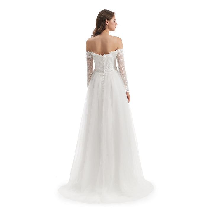 Off the Shoulder Lace A-line Wedding Dress EN4807