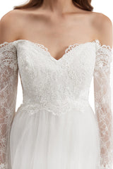 Off the Shoulder Lace A-line Wedding Dress EN4807