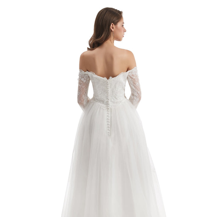 Off the Shoulder Lace A-line Wedding Dress EN4807