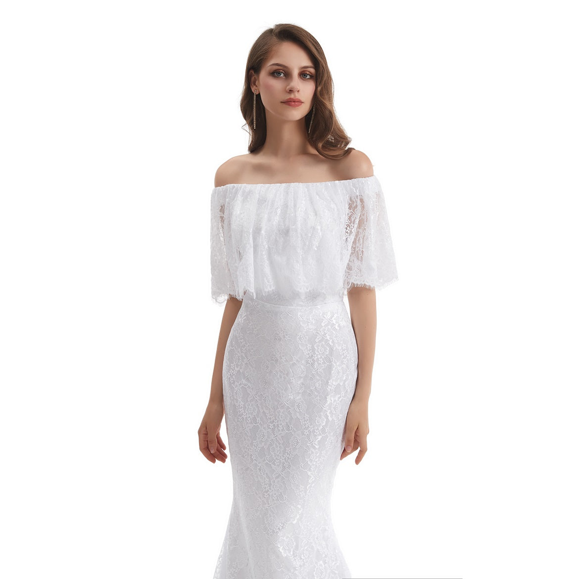 Off the Shoulder Lace Mermaid Wedding Dress EN4808