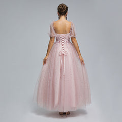 Pink Long Formal Prom Dress with Sparkly Skirt EN5303